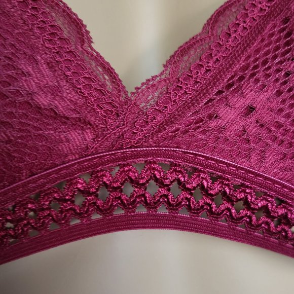 NWT! Floral lace bralette in a rich burgundy red, size L - Picture 4 of 10